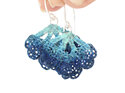 Azure turquoise indigo blue sea fan earrings lace lilygriffin nz jewelry