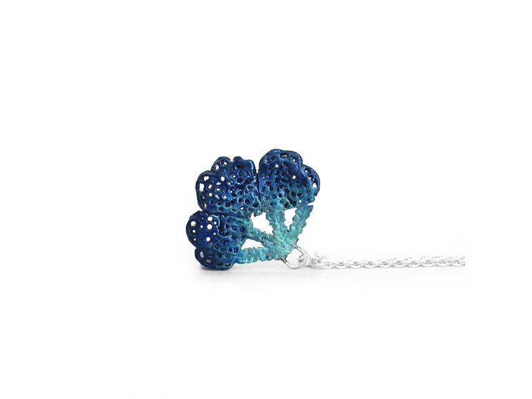 Azure turquoise indigo blue sea fan necklace lace lily griffin nz jewellery