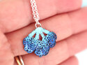 Azure turquoise indigo blue sea fan pendant lace lilygriffin nz jewellery