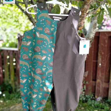 Baby Romper Suit – Brown with Green NZ Tuatara & Friends