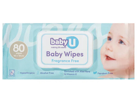 babyU Fragrance Free Wipes 80pack