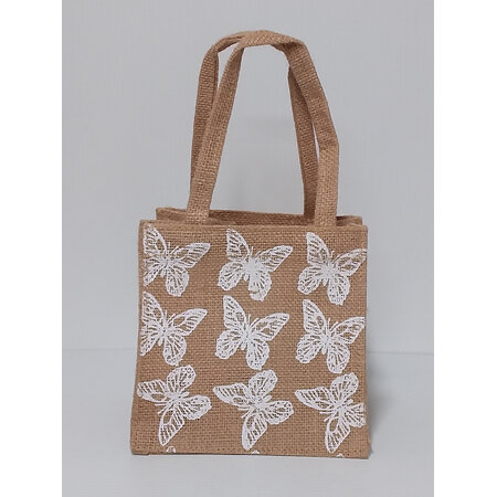 Bag Jute with white butterflies 8464