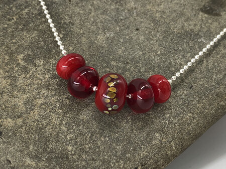Ball chain necklace - graduated - red jitterbug