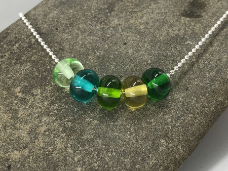 Ball chain necklace - spacer - green