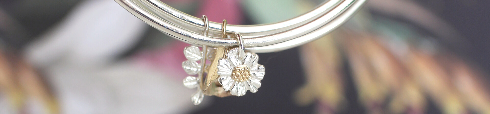 Bangles bracelets nz native flowers bees leaves solid gold sterling silver