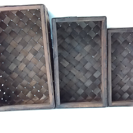 Basket Rectangle Wood (set of 3) 8166