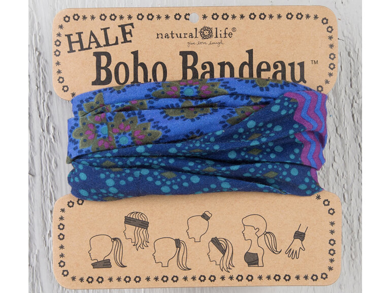 bbw055 boho bandeau hair headband natural life purple teal stripe