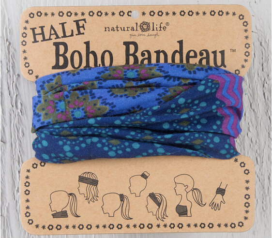 bbw055 boho bandeau hair headband natural life purple teal stripe