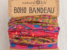 bbw284 Boho Bandeau Scarlet Floral Border hair headband buff