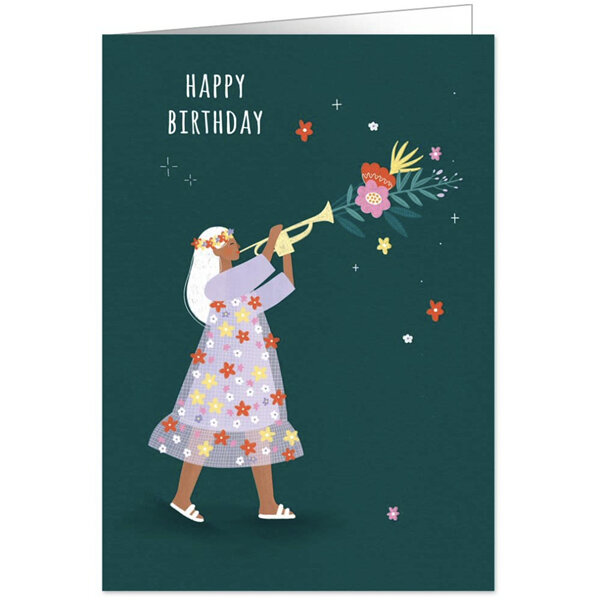 Bea Muller Happy Birthday Trumpet Player Card Quire Publishing