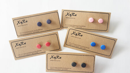 Beautiful Basic Round Studs made from Polymer Clay in various colours