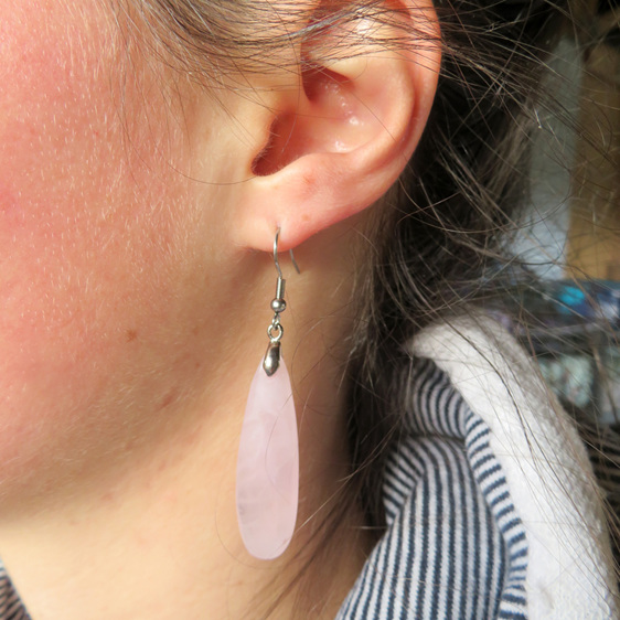 Beautiful long Rose Quartz earrings