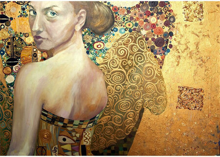 Beautiful Woman in Gold Decoupage Paper by Mint