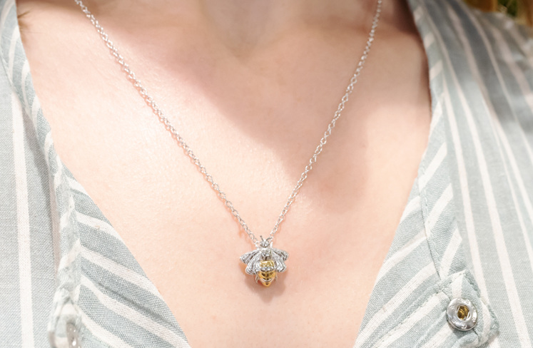 Bee Pendant - Crafted in Sterling Silver and Yellow Gold