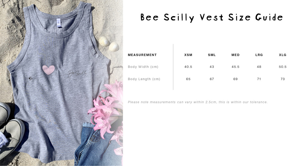 Bee Scilly Vest Size Guide