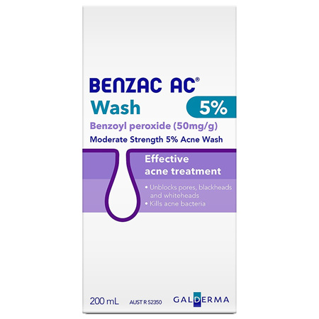 Benzac AC Moderate Strength 5% Acne Wash 200mL