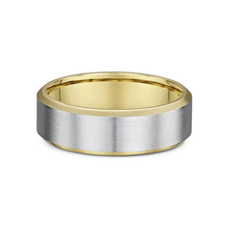Bevelled Edge Mens Two-Tone Wedding Ring