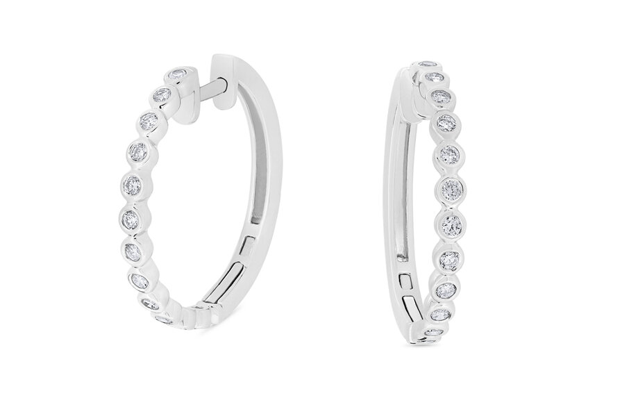 Bezel Set Diamond Hoop Earrings