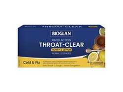 Bioglan Throat Clear Honey & Lemon 20 Lozengers