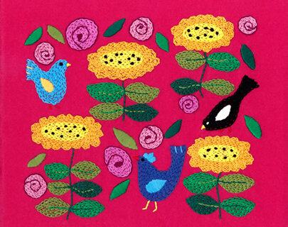 Birds in my Garden Embroidery on Felt