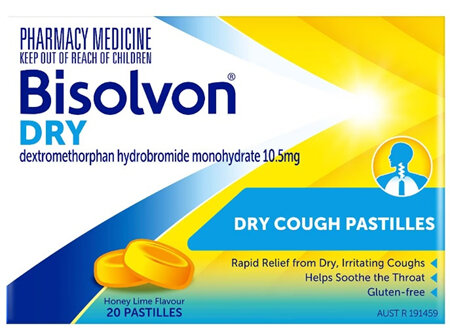 Bisolvon Dry Pastilles Honey Lime 20 Pack