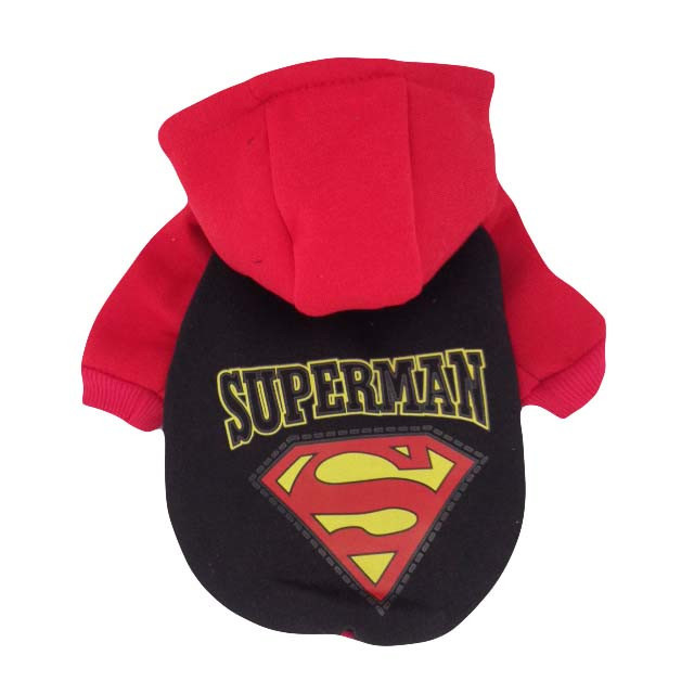 black and red superman dog costume hoodie