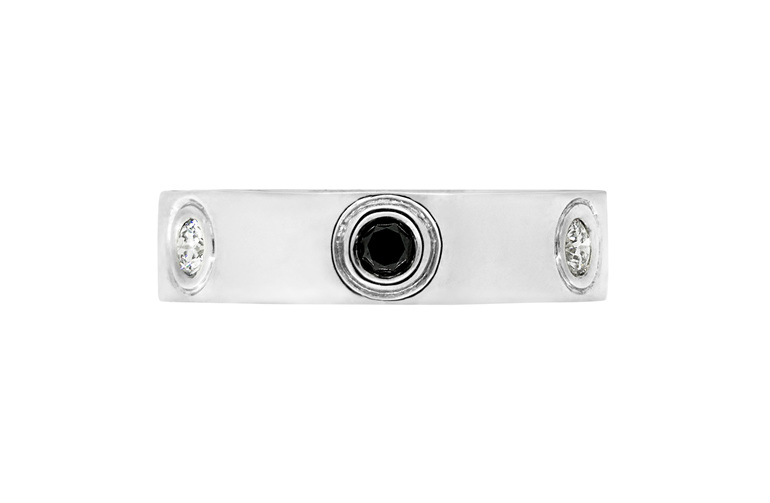Black and White Diamond Band Ring in Platinum