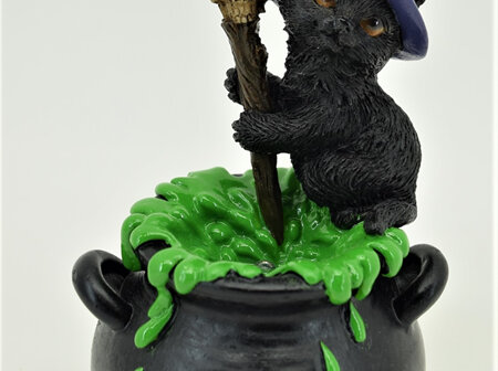 Black Cat Cauldron with LED