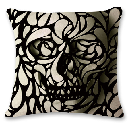 Black & Cream Abstract Skull Cushion