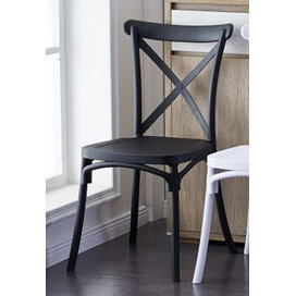 Black Cross Back Resin Plastic Chair