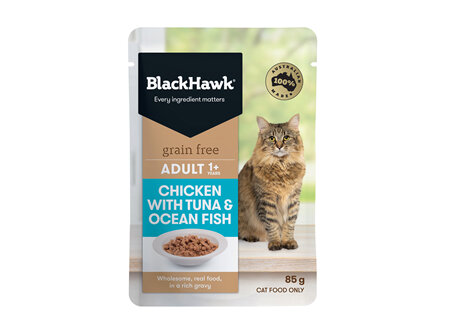 Black Hawk Cat Adult Chicken With Tuna Ocean Fish 85g