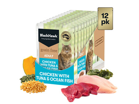 Black Hawk Cat Adult Chicken With Tuna Ocean Fish 85g