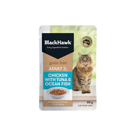 Black Hawk Cat Adult Chicken With Tuna Ocean Fish 85g