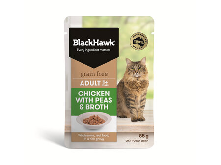 Black Hawk Cat Chicken/Peas/Broth 85g