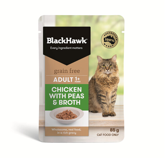 Black Hawk Cat Chicken/Peas/Broth 85g