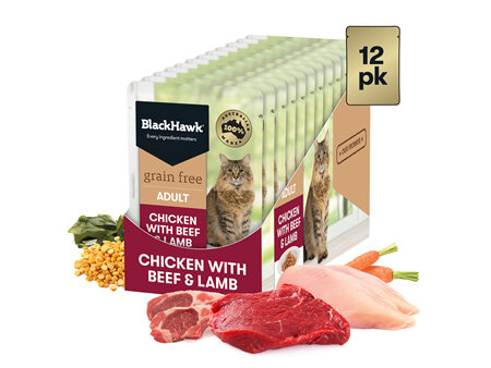 Black Hawk Cat Grain Free Chicken with Beef & Lamb 85g