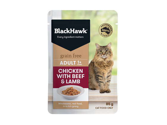 Black Hawk Cat Grain Free Chicken with Beef & Lamb 85g