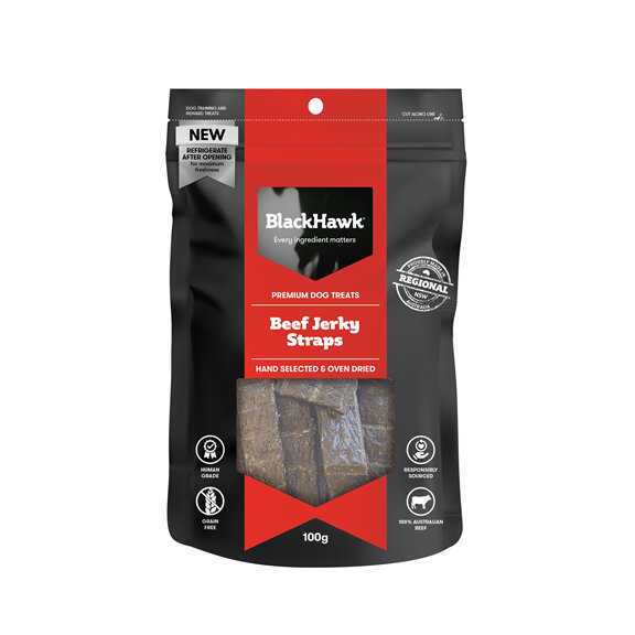 Black Hawk Dog Treats - Beef Jerky Straps 100g