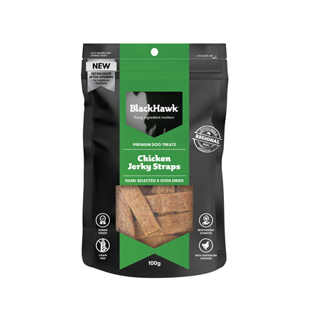 Black Hawk Dog Treats - Chicken Jerky Straps 100g