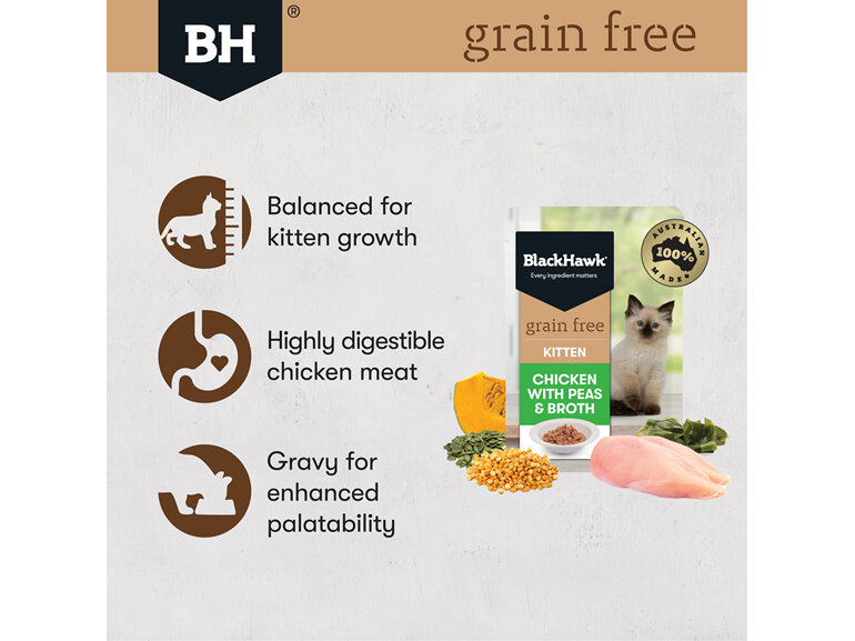 Black Hawk Grain Free Chicken with Peas & Broth 85g