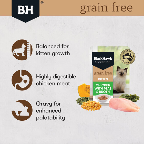 Black Hawk Grain Free Chicken with Peas & Broth 85g