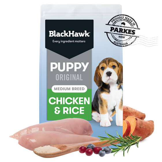 Black Hawk Puppy Food for Medium Breeds - Original Chicken and Rice 20kg