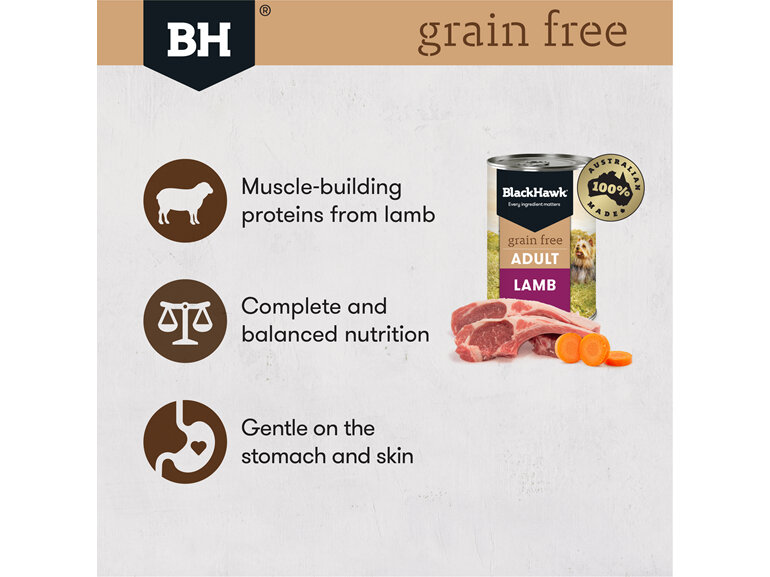 Black Hawk Wet Grain Free Lamb 400gm