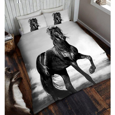 Black Horse Reversible Duvet Cover Set