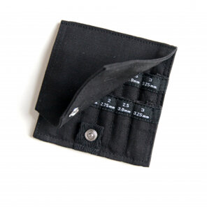 black needle tip sleeve with needle sizes printed