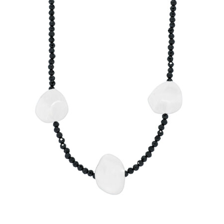Black Spinel and Triple Sterling Silver Bead Necklace