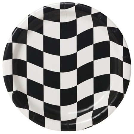 Black & white check plates - 17cm