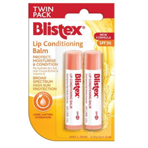 BLISTEX LIP CONDITIONING BALM 2 FOR 1 TWIN PK 4.25G SPF30+