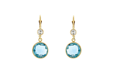 Blue and White Topaz Gold Drop Earrings