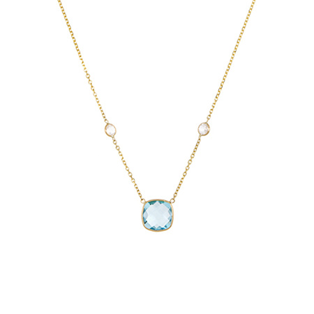 Blue and White Topaz Three Stone Necklace
